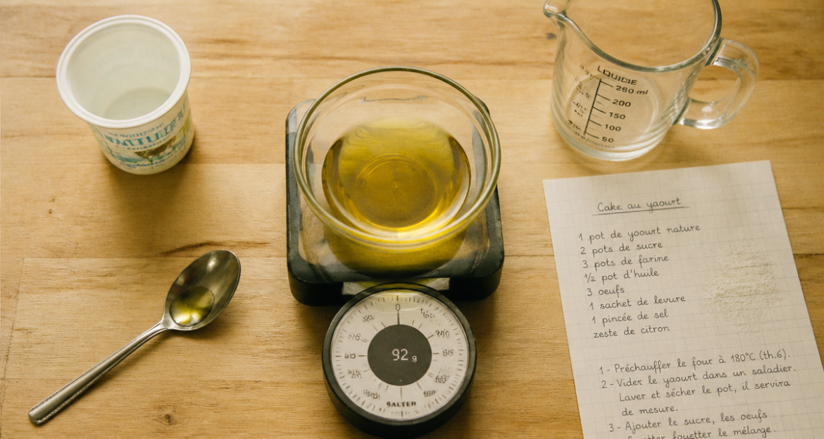10cl d huile en gramme sur balance