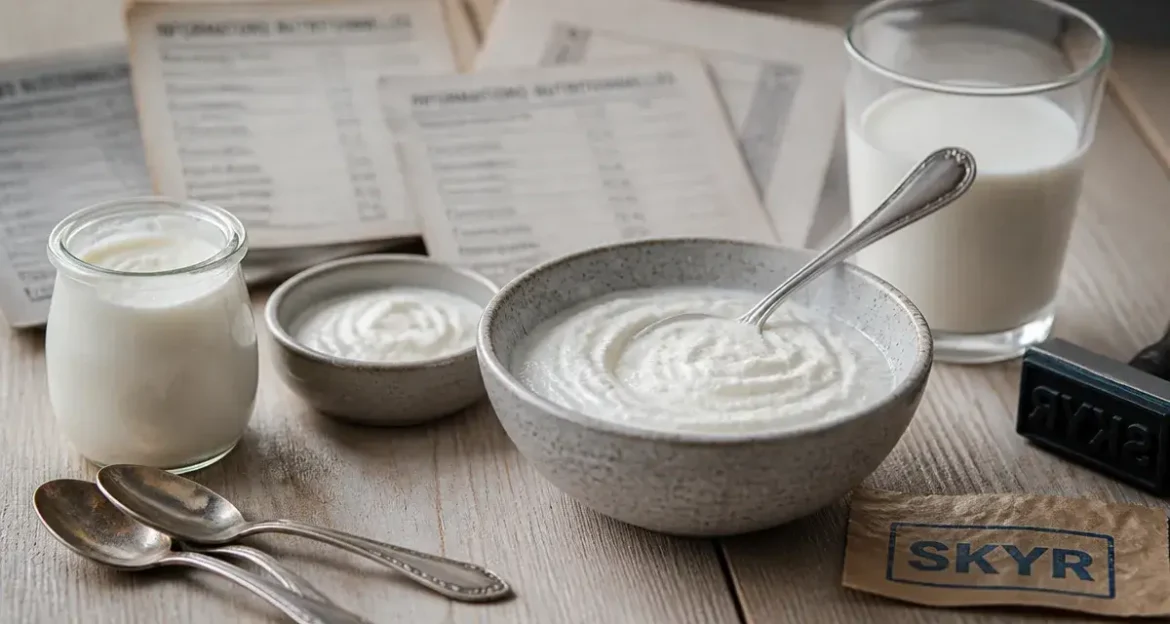 C est quoi le skyr ? bol de skyr nature, informations nutritionnelles