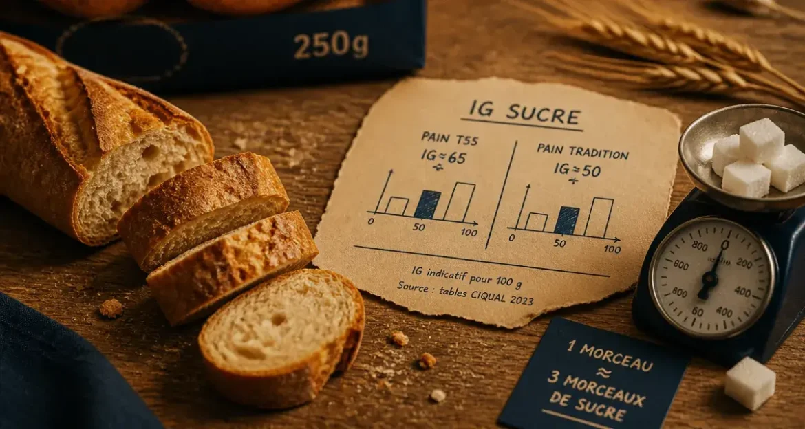 Combien de sucre dans une baguette de 250g : 25 morceaux de sucre visibles