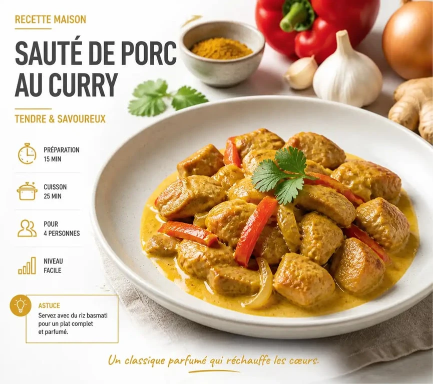 Sauté de porc au curry cuisiné en mode cuisson rapide Cookeo