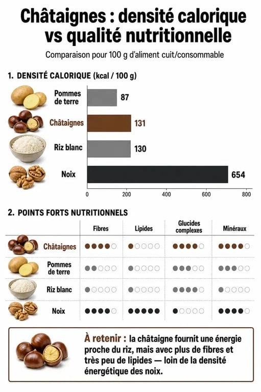 Comparaison nutritionnelle et calorique des châtaignes pour comprendre si les marrons font grossir