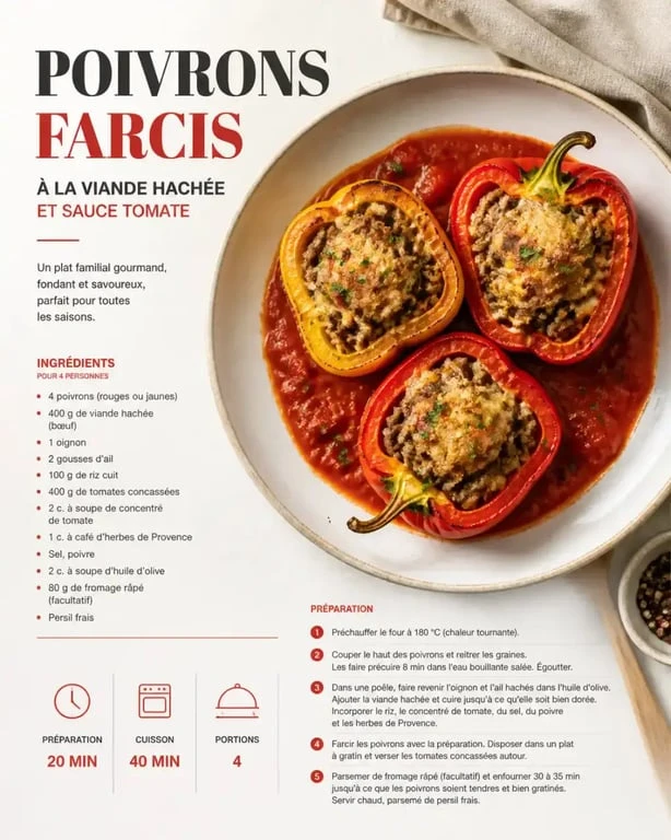Poivrons farcis au four à la viande hachée, recette traditionnelle méditerranéenne