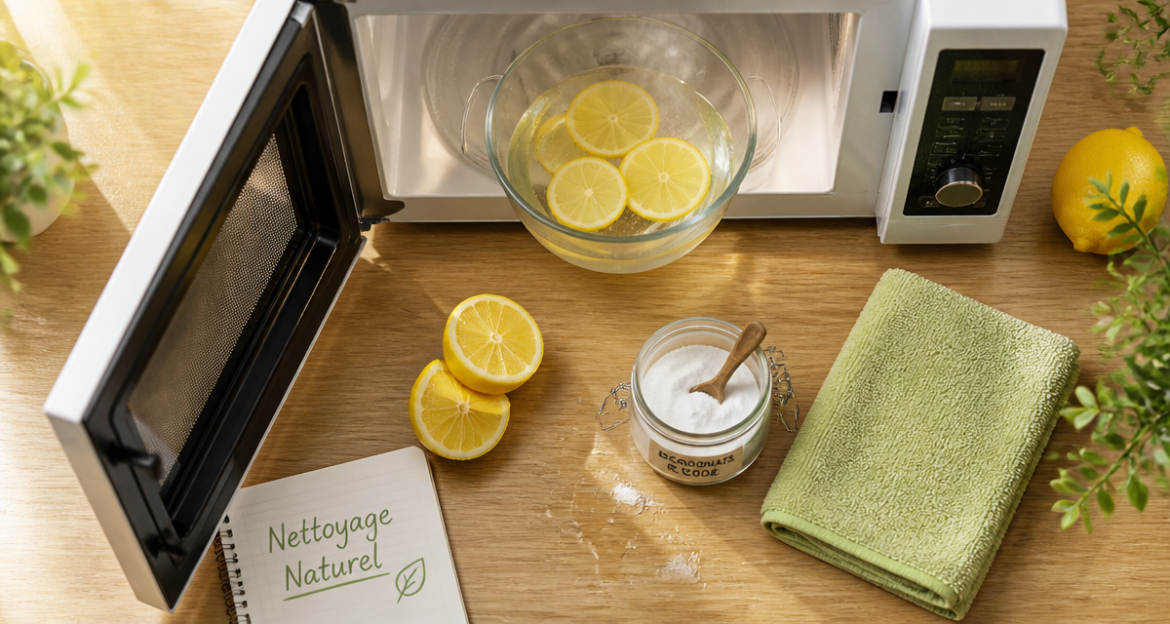 nettoyage micro onde naturel avec citron et bicarbonate