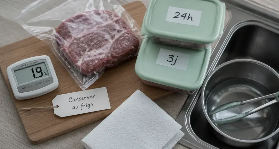 Viande décongelée : combien de temps au frigo, conservation sûre au frigo