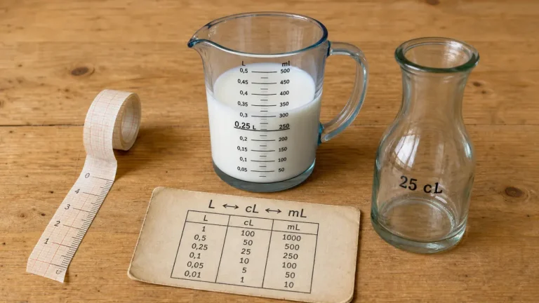 0 25 l en cl : 25 cL et 250 mL, verre doseur gradué