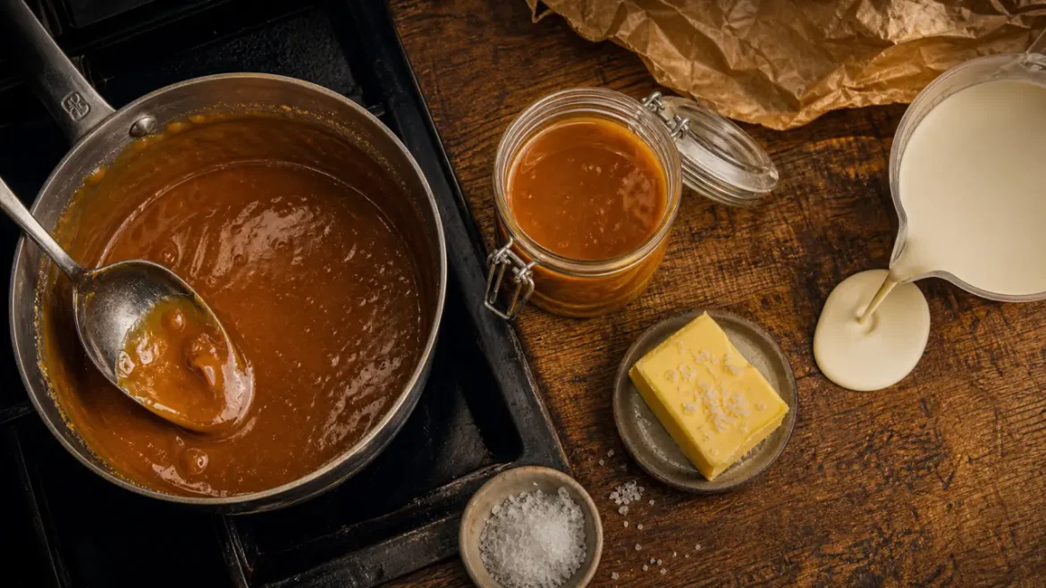 Crème au caramel beurre salé maison : 3 étapes pour une texture inratable Crème au caramel beurre salé maison : caramel dans une casserole