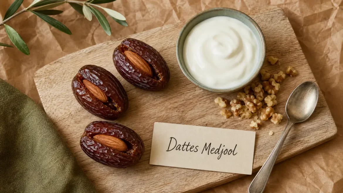 Dattes medjool bienfaits : dattes avec yaourt et amande