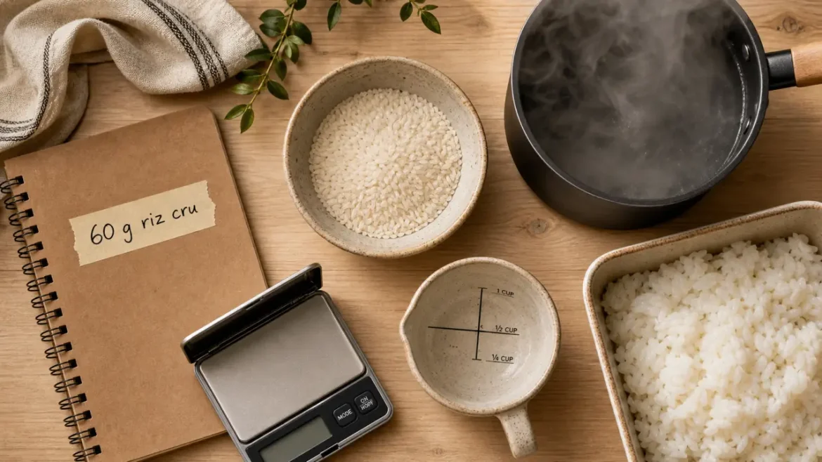 Dose de riz pour une personne : 60 g de riz cru