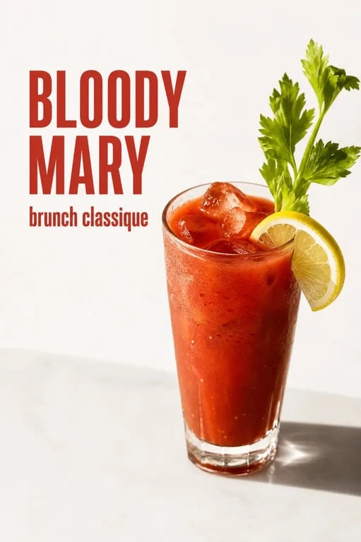 Recette bloody mary recette présentée dans un tumbler avec céleri et citron
