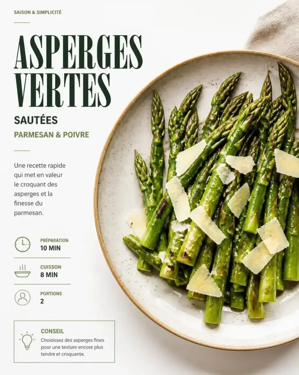 Poêlée d'asperges surgelées au parmesan
