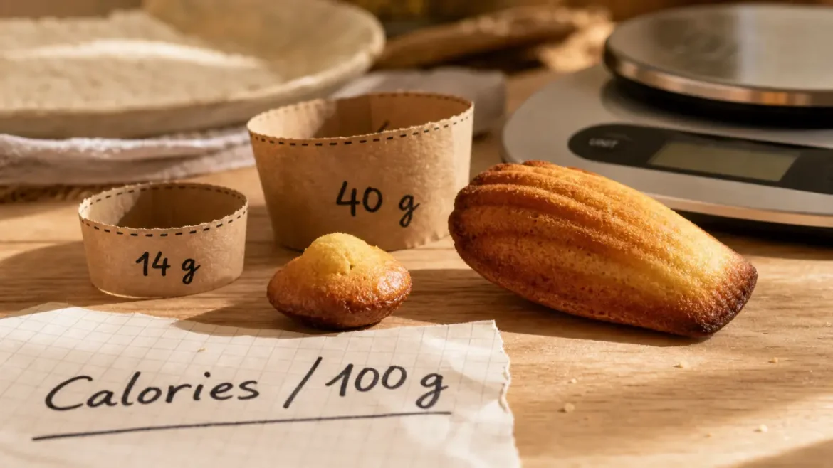 Madeleine calories selon le format : 63, 113, 192 kcal