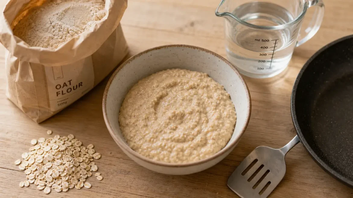 Pâte d’avoine : définition, différences avec la farine et les flocons, et usages en cuisine Pate d avoine c est quoi : pâte d’avoine en saladier, flocons et eau