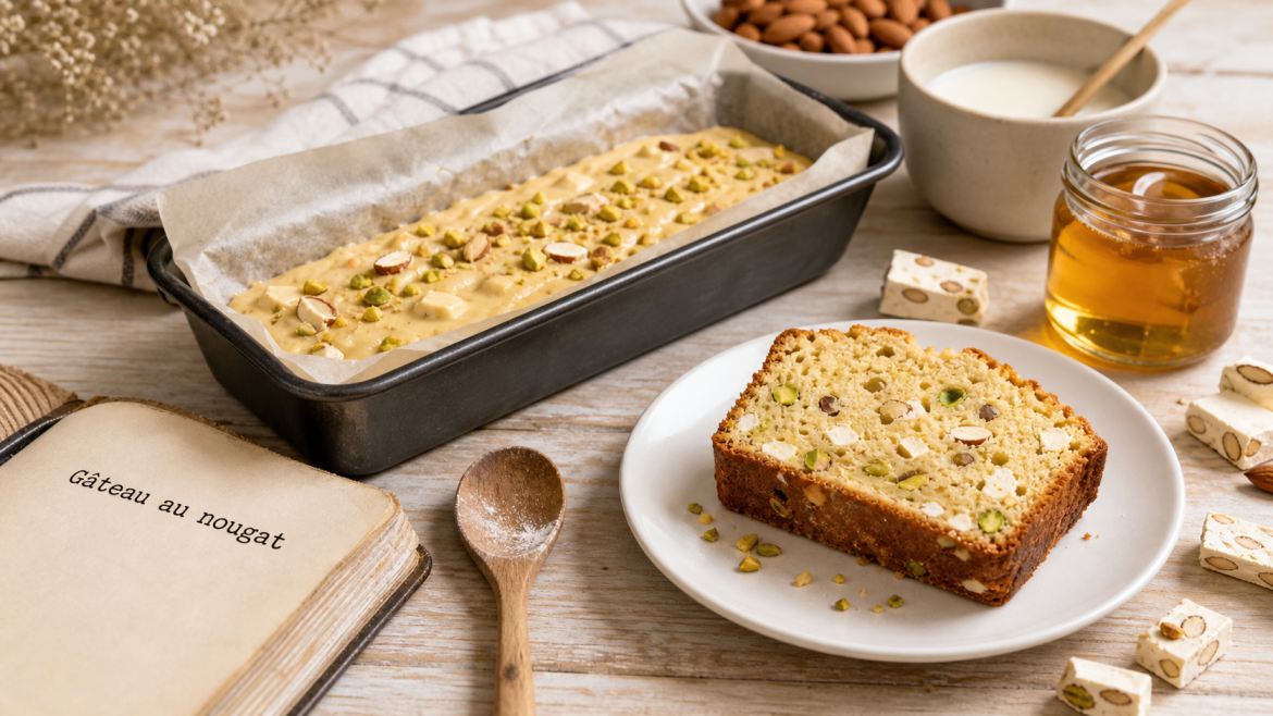 Recette de gâteau au nougat facile : gâteau moelleux au nougat et amandes