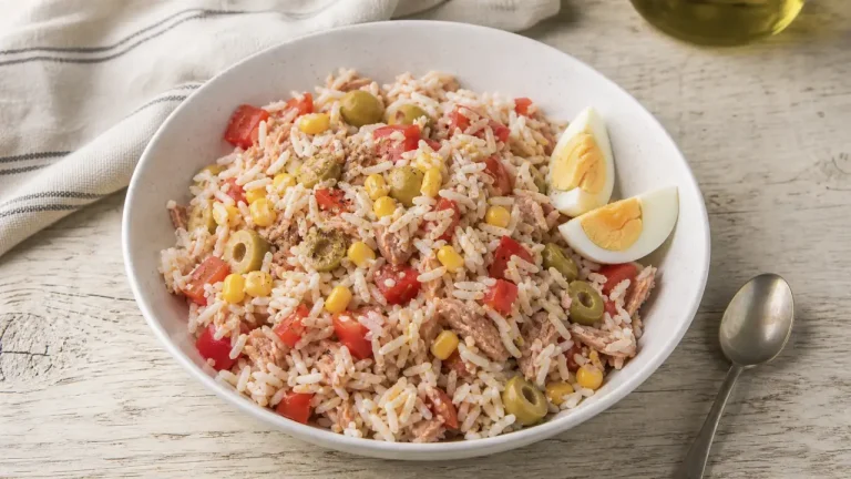 Recette salade de riz au thon : riz ferme, thon et légumes croquants