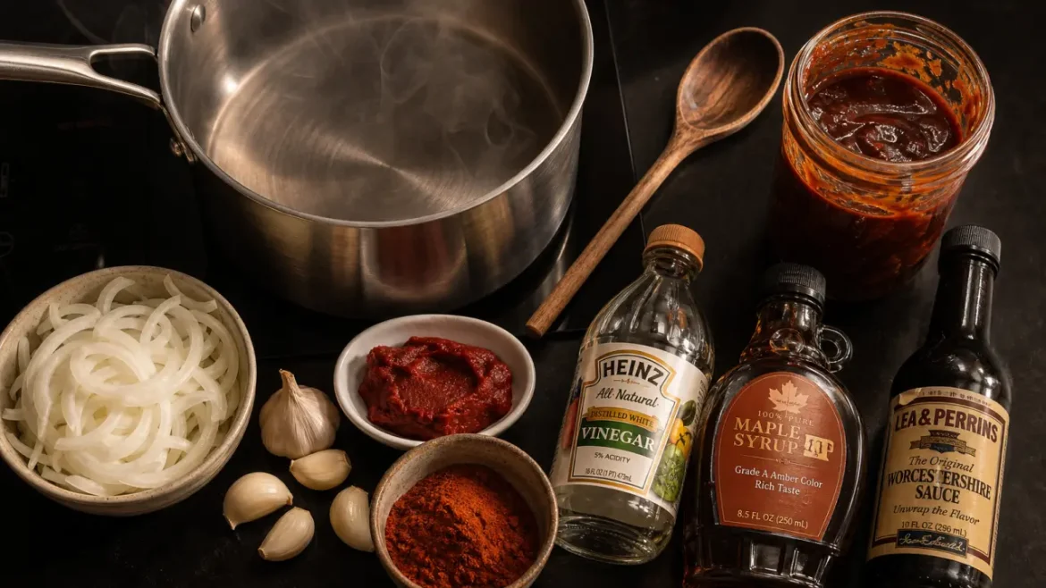 Sauce barbecue recette maison nappante, paprika fumé, mijotage doux