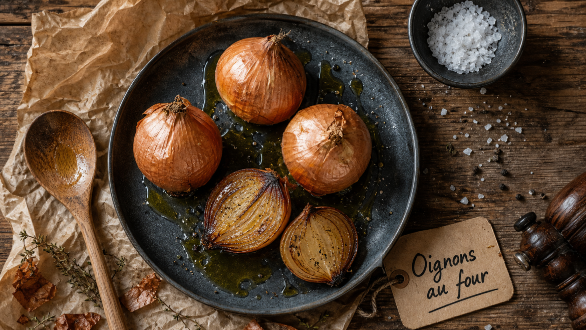 Temps de cuisson oignons au four : oignons caramélisés, plat d’olive