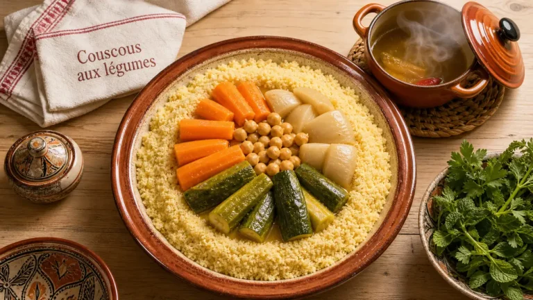 Couscous legumes recette : semoule légère au bouillon parfumé et légumes