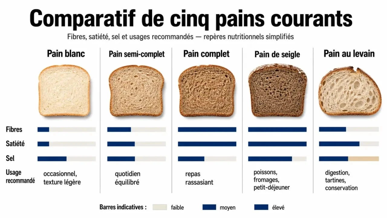 Quel pain manger : comparatif visuel des principaux pains