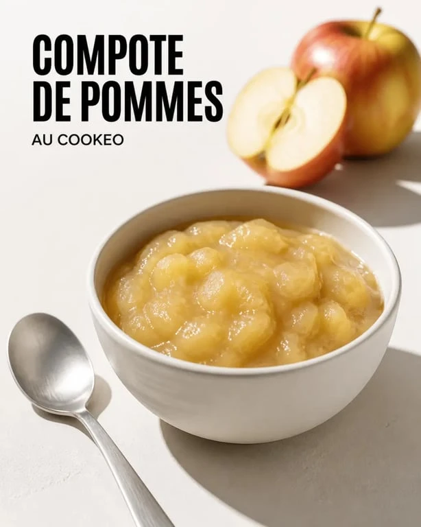 Compote de pommes au cookeo servie en bol, texture fondante et gourmande
