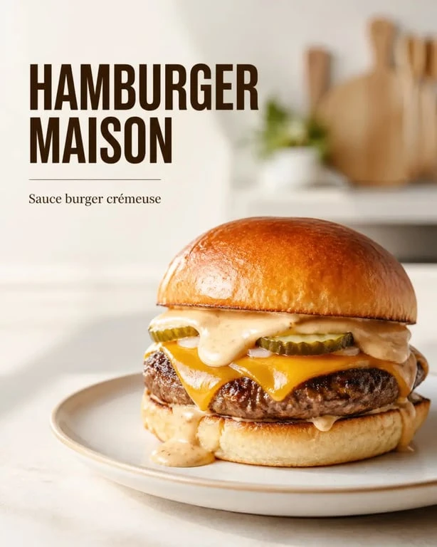 Sauce maison pour hamburger servie sur un hamburger maison appétissant