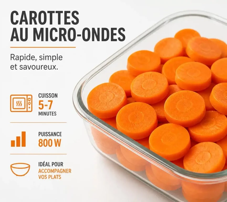 Préparation des carottes au micro-ondes coupées en rondelles uniformes