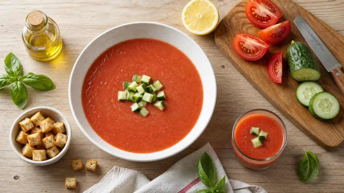 Gaspacho tomate concombre : 15 min de préparation, 2 h au frais et une texture bien lisse Gaspacho tomate concombre velouté bien lisse