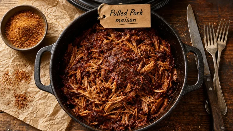 Recette pulled pork : épaule de porc effilochée en cocotte fonte