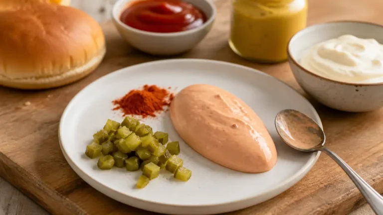 Sauce maison pour hamburger crémeuse, mayonnaise ketchup moutarde