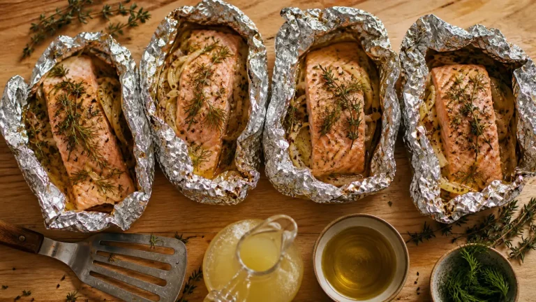 Saumon en papillote au four aluminium, cuisson 180°C