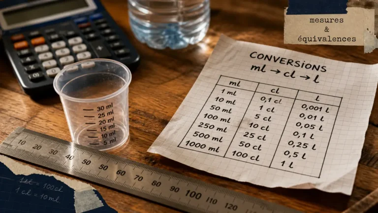 Tableau de conversion ml vers cl et litres