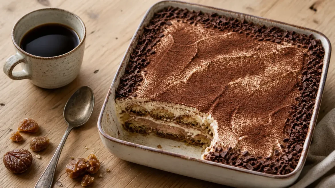 Tiramisu aux marrons : 4 h au frais pour une crème qui tient vraiment Tiramisu aux marrons, crème mascarpone et cacao