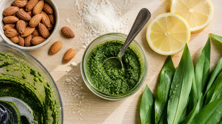 Ail des ours en cuisine : pesto cru d’ail des ours