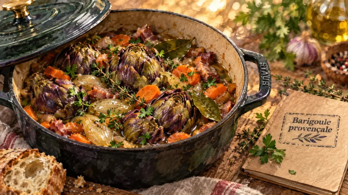 Artichauts à la barigoule : le braisage doux qui garde les cœurs fondants Artichaut barigoule : cœurs fondants, carottes, aromates, cocotte en fonte