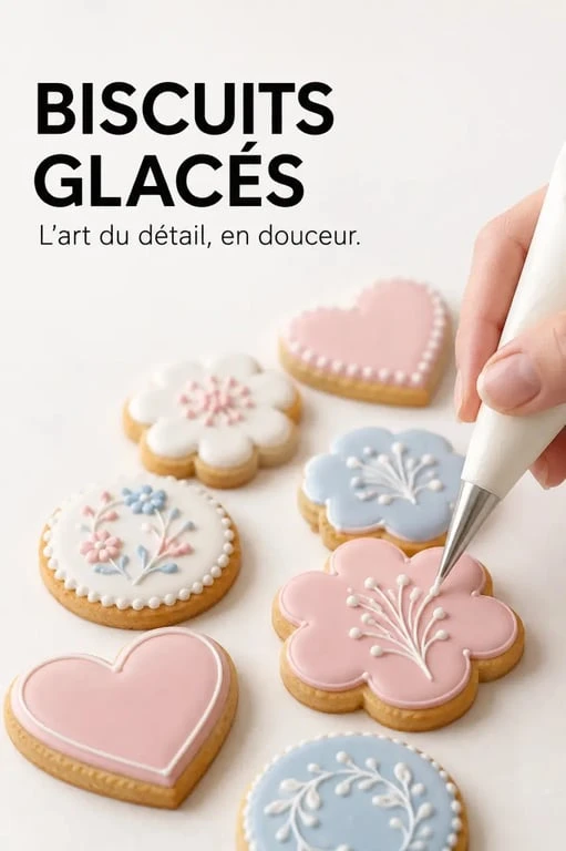Recette glacage royale : biscuits décorés de glaçage blanc et pastel