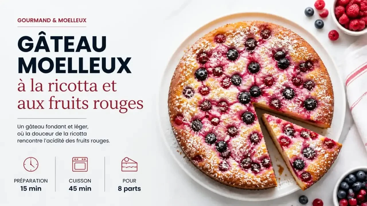 Gâteau moelleux à la ricotta et aux fruits rouges
