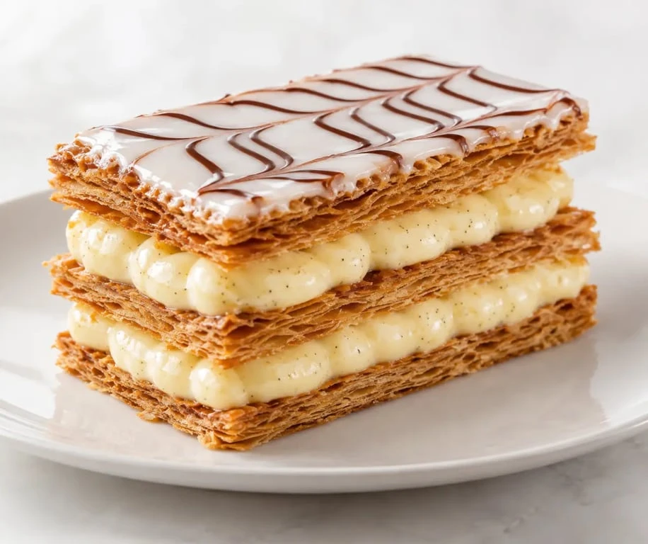 Mille feuille facile recette avec glaçage marbré au chocolat