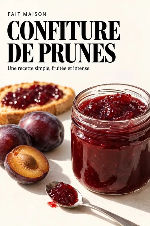 Confiture de prunes recette simple dans un pot en verre avec une tartine