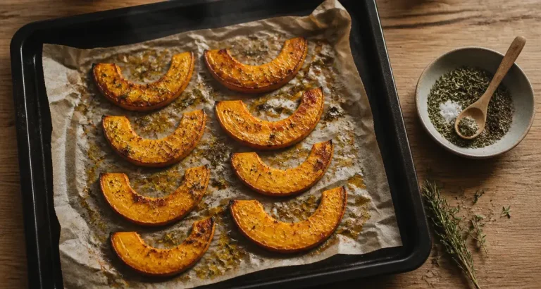 Recette de butternut au four facile : butternut rôtie dorée, huile d’olive et herbes