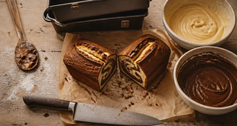 Recette gateaux marbré facile : gâteau moelleux chocolat vanille marbré