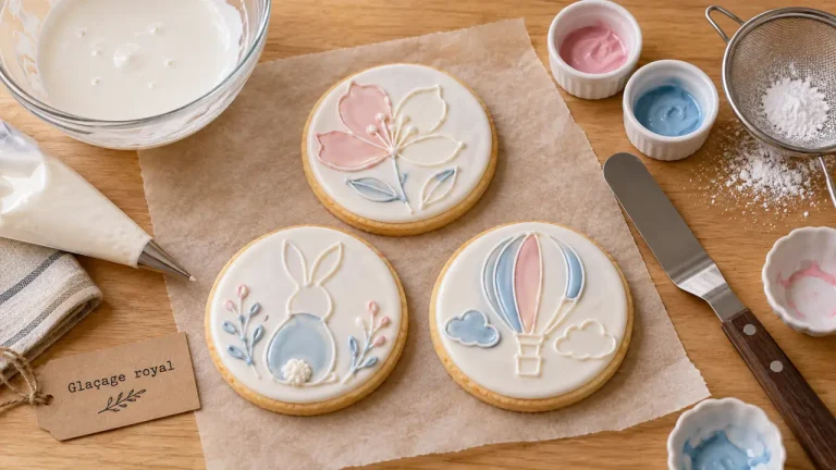 Recette glacage royale : biscuits au glaçage blanc et contours nets