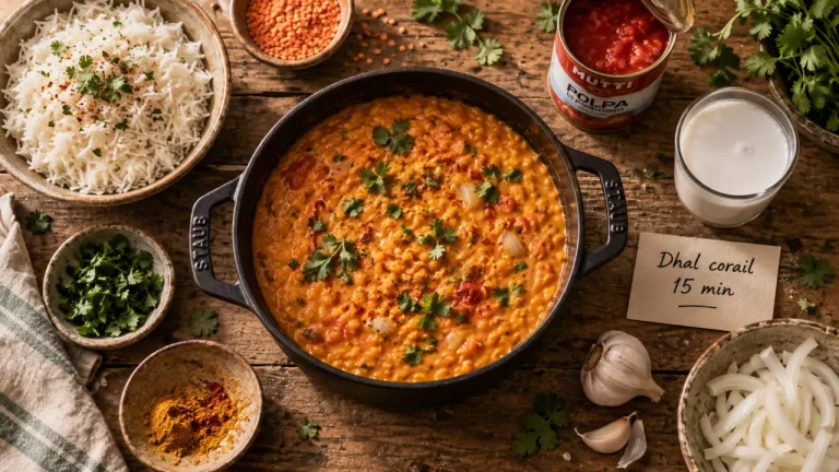 Lentilles corail recette simple : dhal crémeux en 15 minutes