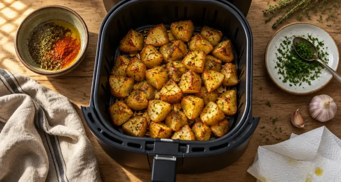 Recette air fryer facile : 4 gestes pour des aliments croustillants sans panier détrempé Recette air fryer facile : pommes de terre croustillantes dorées