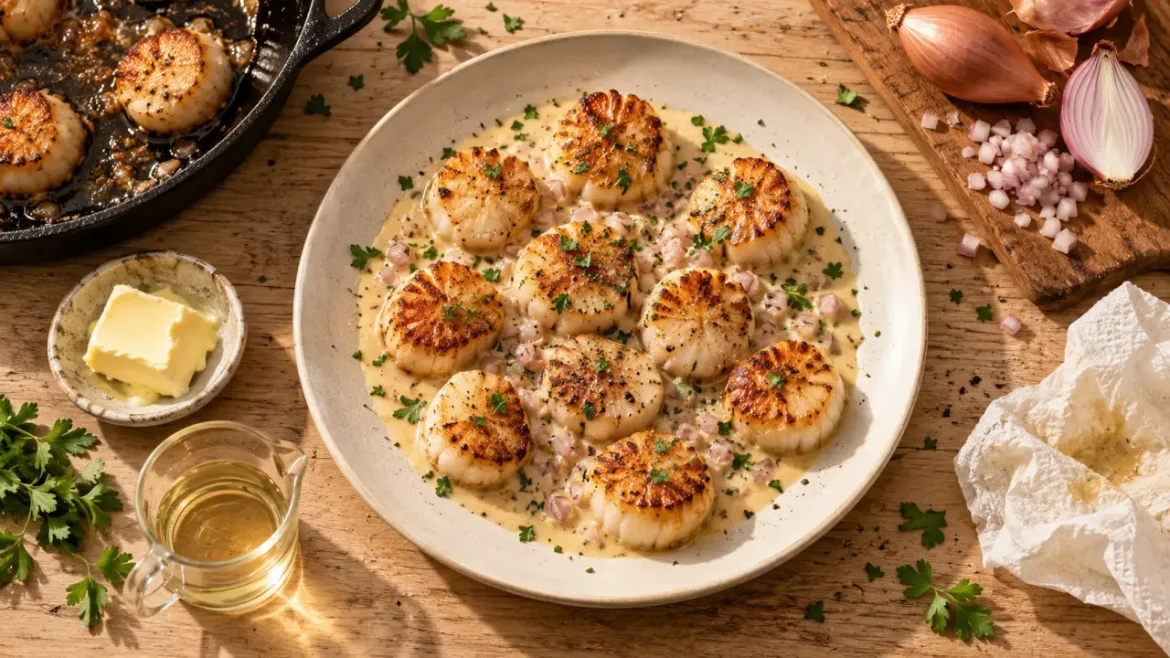 Recette de coquille st jacques facile : Saint-Jacques dorées à la crème