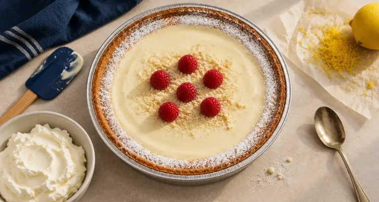 Tarte mascarpone onctueuse, crème lisse et framboises